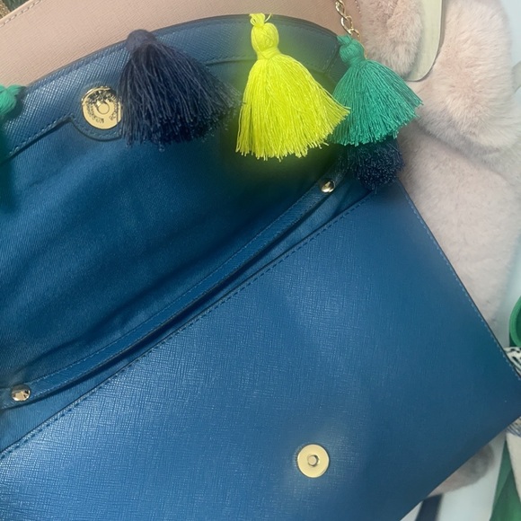 A New Day Blue๐๐Green Tassel Leather Clutch Crossbody Bag - Picture 11 of 12